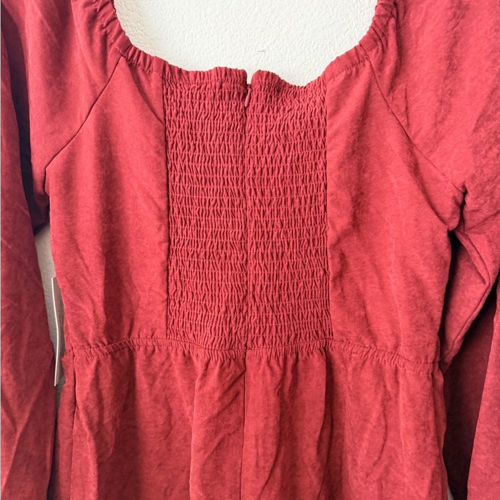 Kirious Los Angeles Wine Crisscross Long Sleeve Mini Dress Boho Festival Size M - Picture 6 of 10